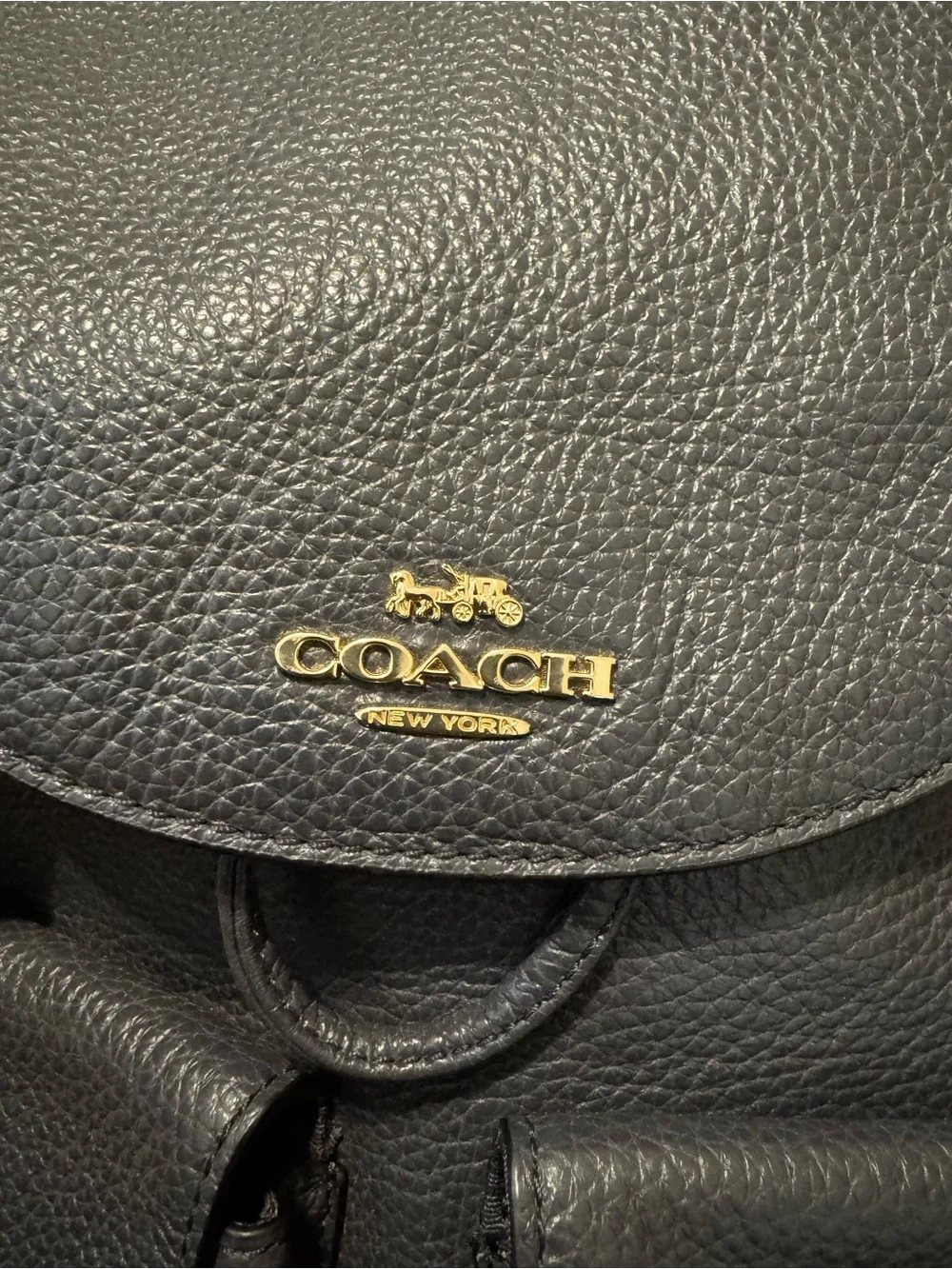Coach Backpack F29008 Billie Black Pebbled Leather Backpack/Purse